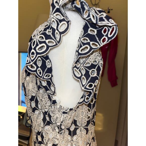 SANDRO Short broderie anglaise dress Navy Women’s - Picture 12 of 14